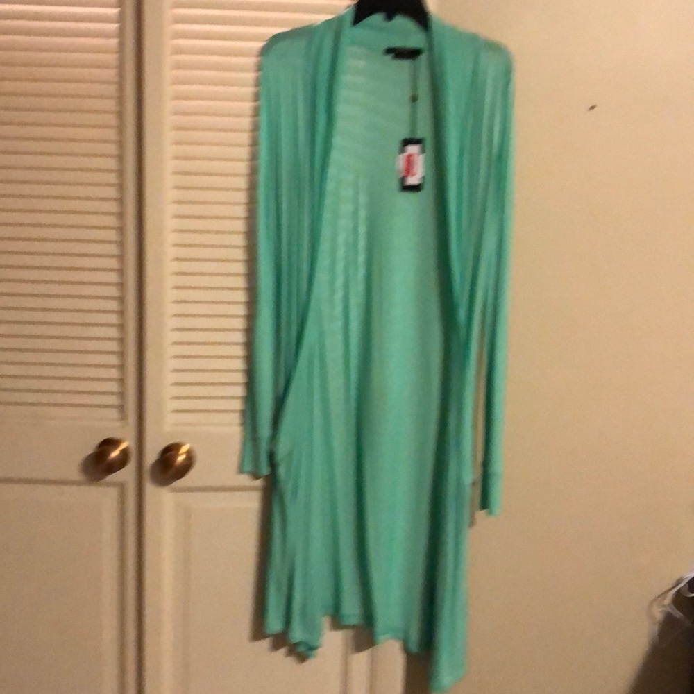 Mint green long cardigan. Lightweight and Summery